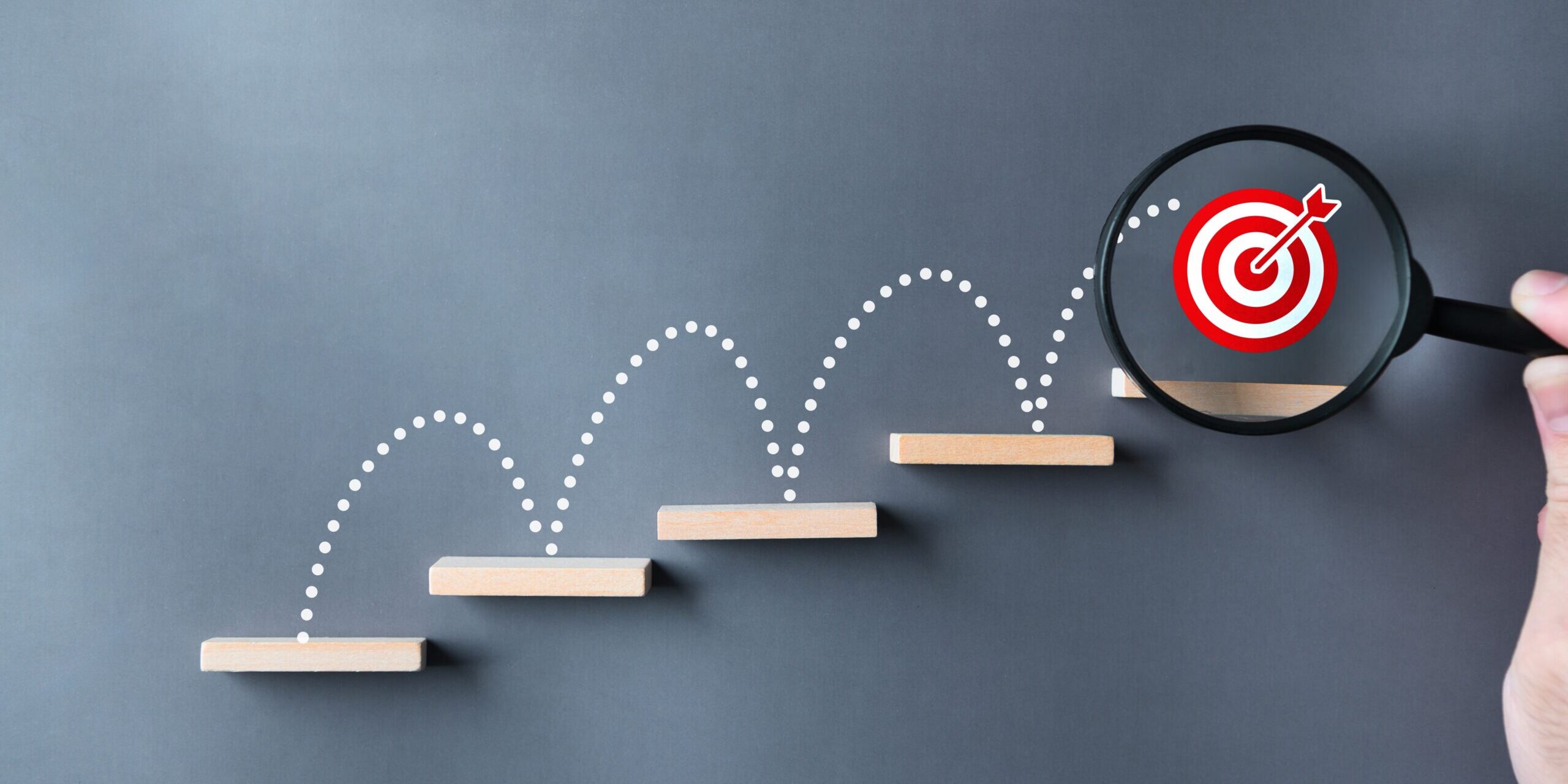 Unlock,Potential,Of,Business,Success,Stairs,Dart,And,Dartboard,Targets